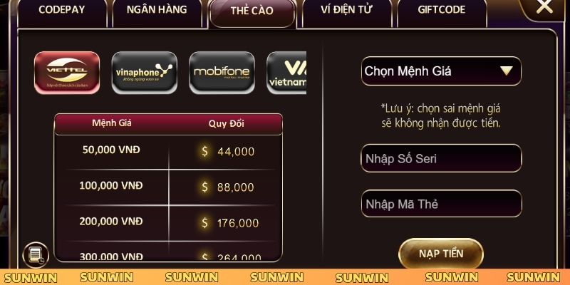 Nạp rút Sunwin cần chú ý những vấn đề gì?
